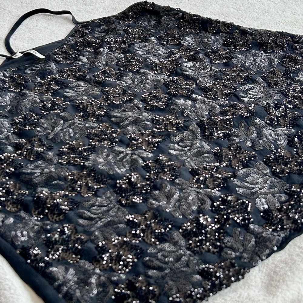 BB Dakota by Steve Madden Floral Sequin Strappy Cami Tank Top size S Racerback